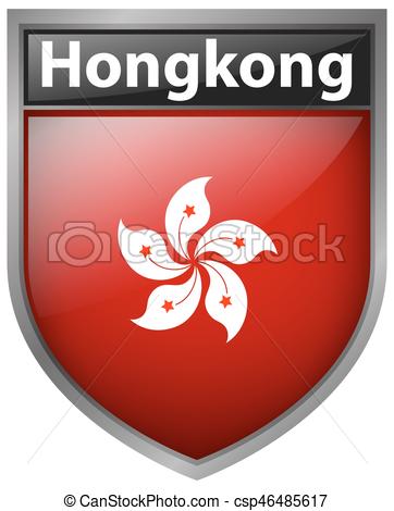 362x470 Hong Kong Flag On Badge Illustration.