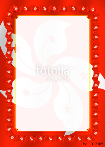 357x500 Frame And Border Of Ribbon With Hong Kong Flag, Template Elements