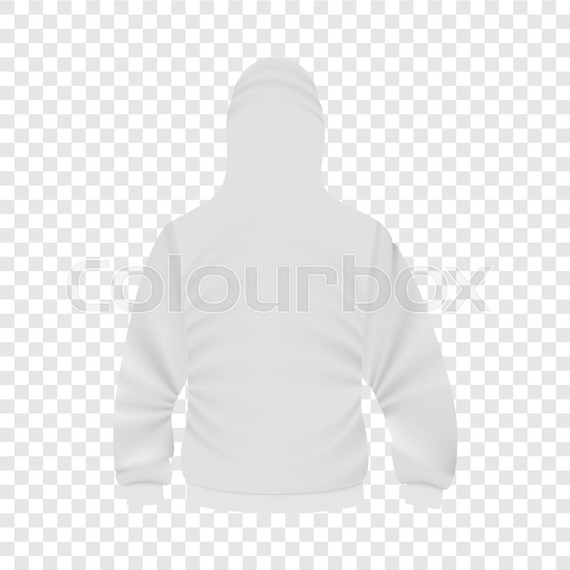 800x800 Back Of White Hoodie Mockup. Realistic Illustration Of Back Of