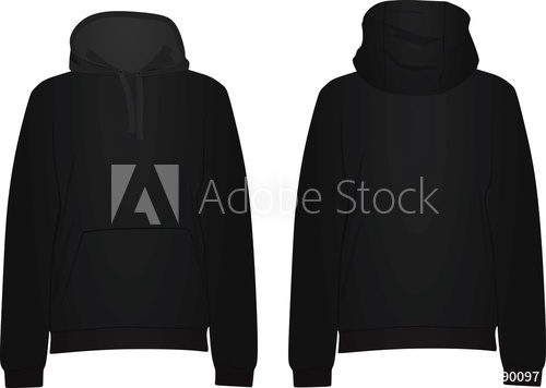 500x356 Black Hoodie. Vector Illustration