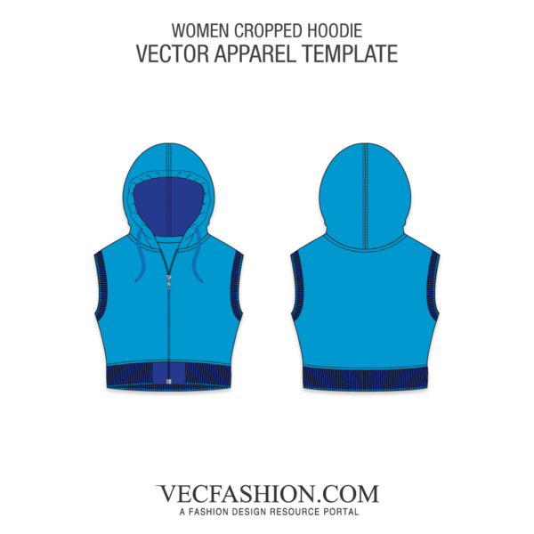 600x600 Crop Hoodie Vest Vector Template