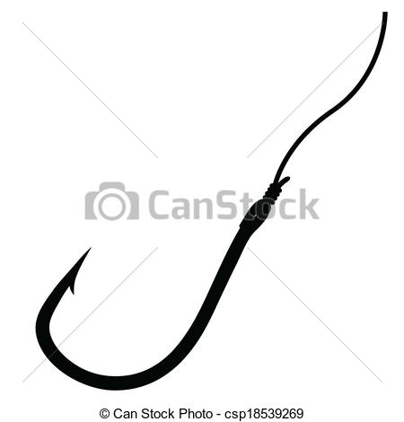 450x470 Fishing Hook Isolated On White, Vector Illustration.