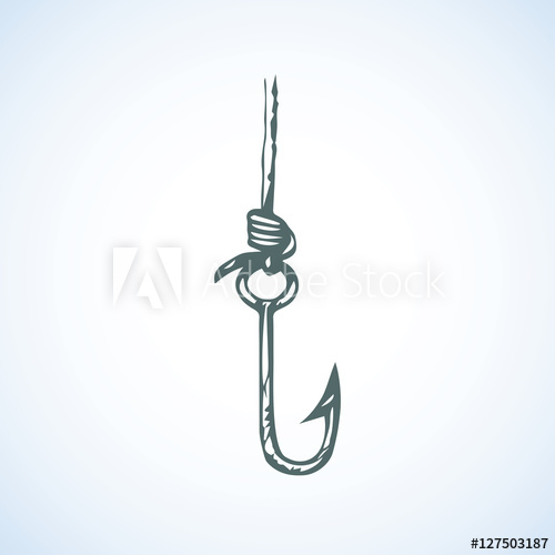 500x500 Fishing Hook. Vector Drawing
