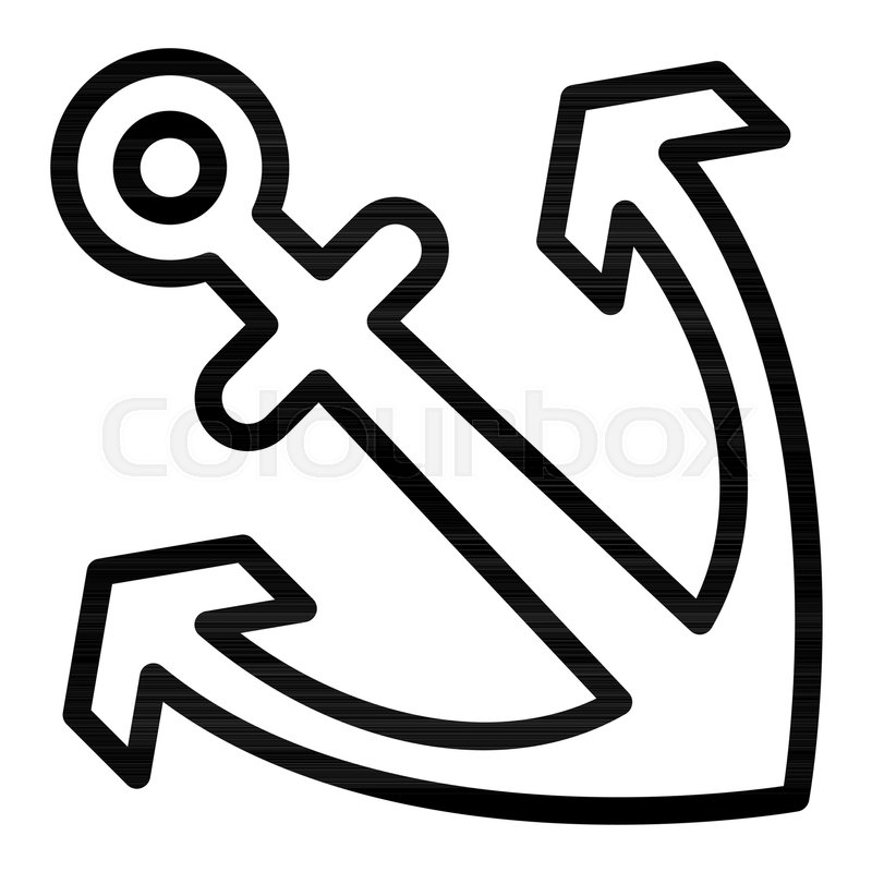 800x800 Anchor Line Icon. Ship Hook Vector Illustration Isolated On White