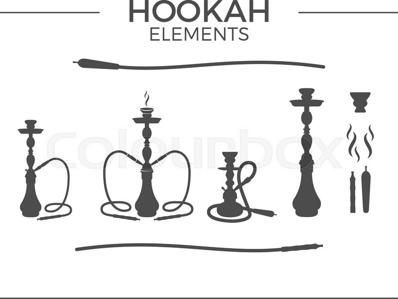 800x602 Set Of Shilhouette Hookah Design Elements. Use For Labels, Badges
