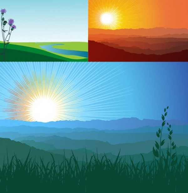 600x616 Amazing Sunset Horizon Vector Backgrounds