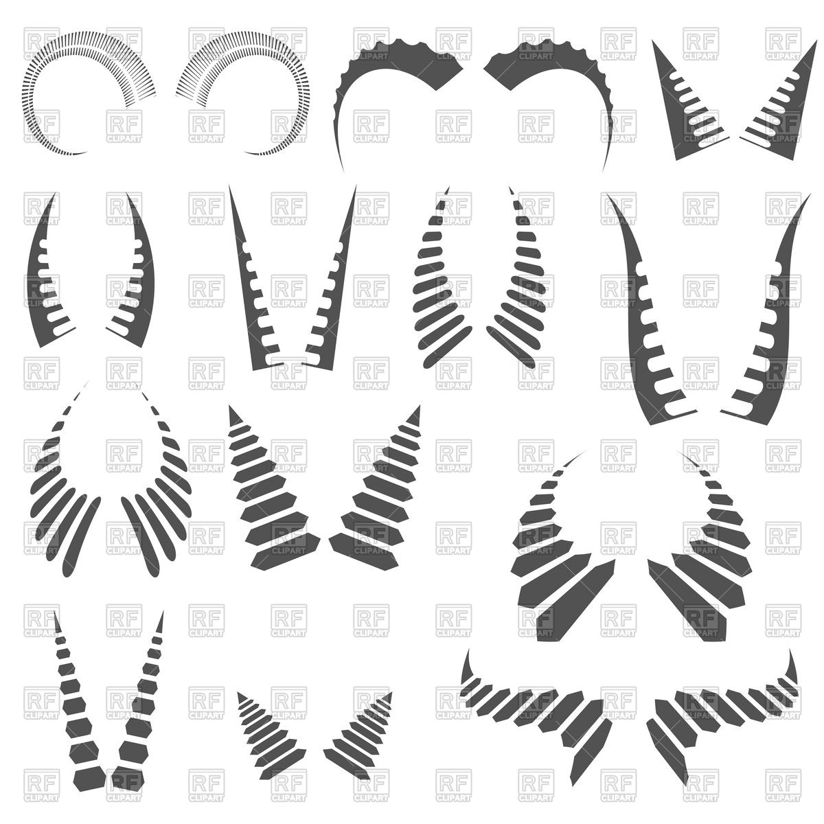 1200x1200 Grey Silhouettes Of Horns Vector Image Vector Artwork Of Design