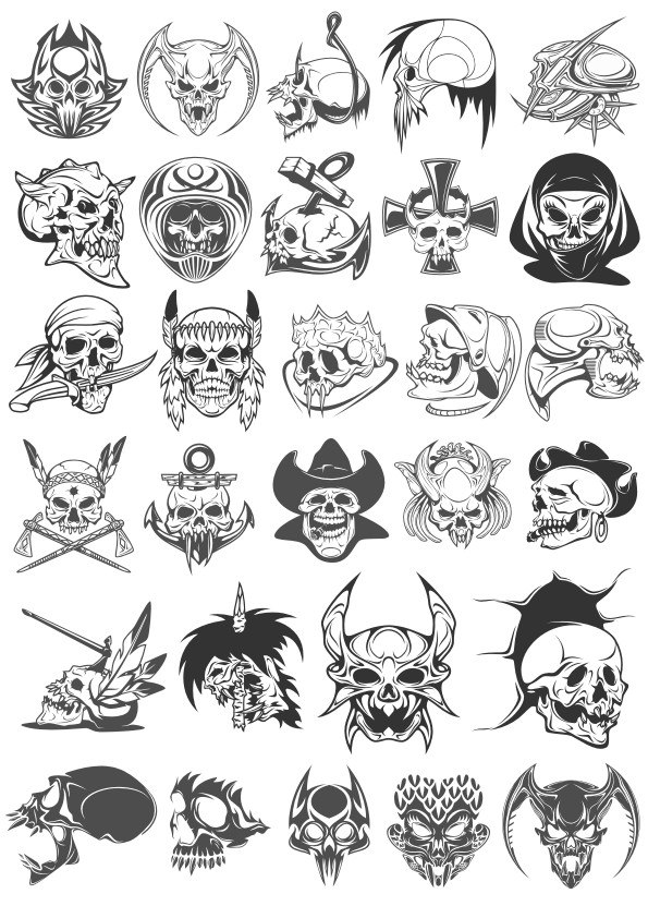 595x842 Skull Horror Vector Set Free Vector Download