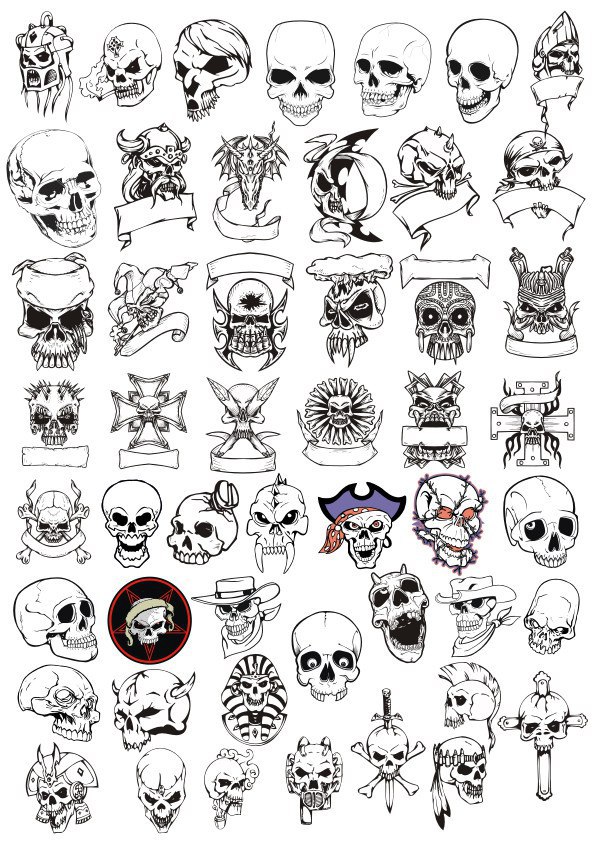 595x842 Horror Skulls Vector Art Collection Download Free Vector For Cnc