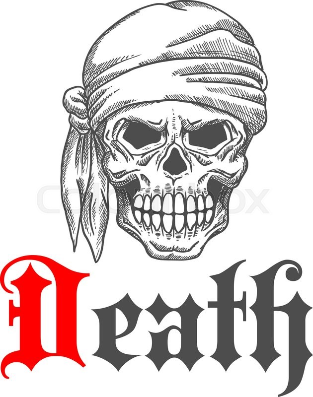 630x800 Pirate Skull With Smile Or Scary Grin In Bandana. Evil And
