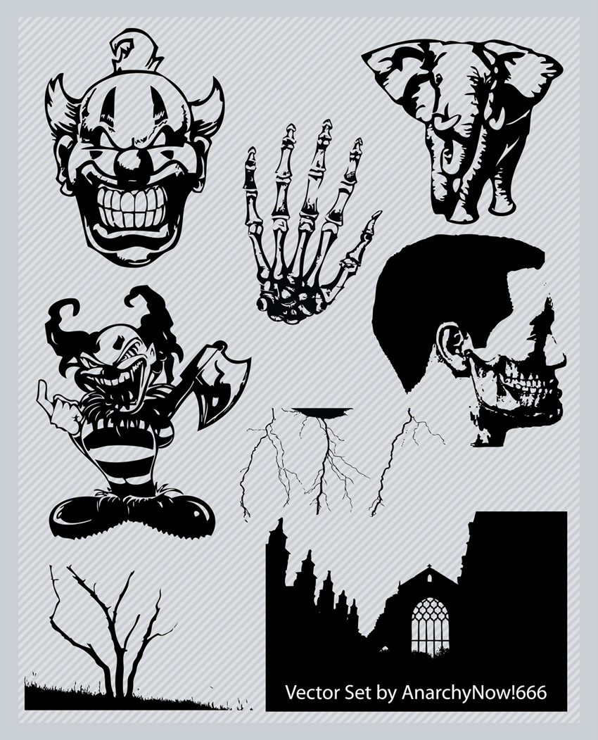 850x1052 Scary Movie Vector Illustration Set