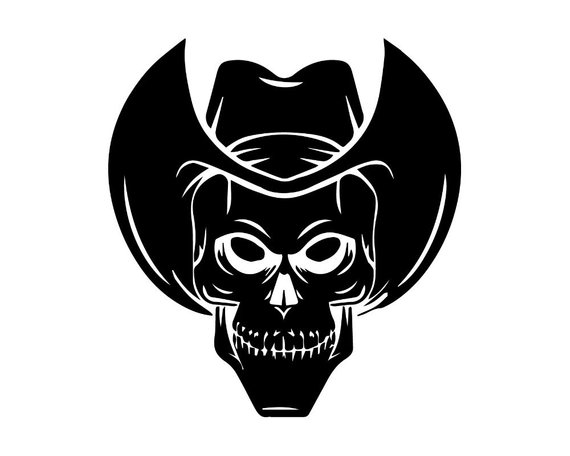 570x456 Skull Illustration Head Dead Skeleton Vector Art Cowboy Horror Etsy