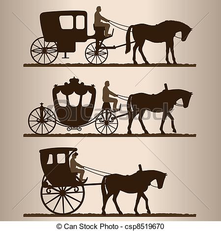 450x470 Silhouettes Of The Carriages. Silhouettes Of Horse Drawn Carriages