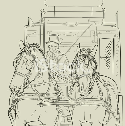 436x439 Vector Horse Carriage Stock Vector