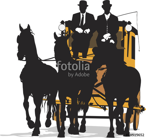500x472 Three Horse Drawn Carriage, Vector Illustration Stock Image And