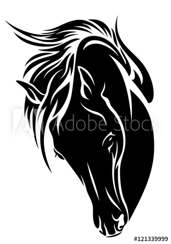 350x500 Black Horse Head Vector Design