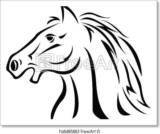 560x470 Free Art Print Of Horse Head. Vector Horse Tattoo Freeart