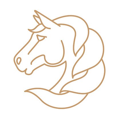 416x416 Horse Head Vector Line Art Stock Vectors