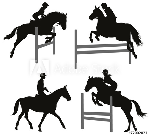 500x458 Horses Jumping A Hurdle. Vector Silhouettes Set. Eps 10