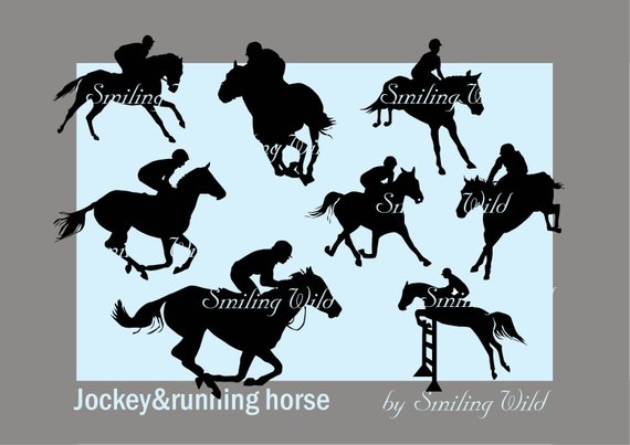 570x403 Jockey Running Horse Silhouette Svg Clipart Horse Png Vector Etsy