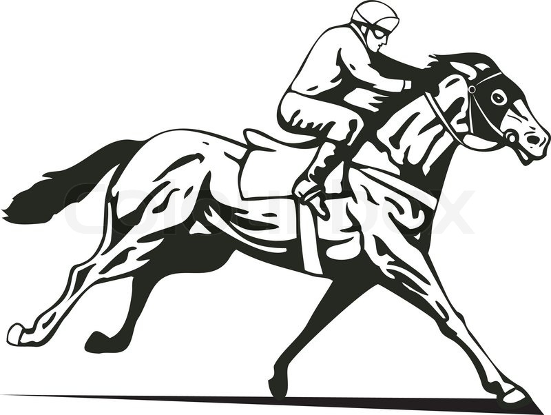 800x602 Horse And Jockey Racing Retro Stock Vector Colourbox