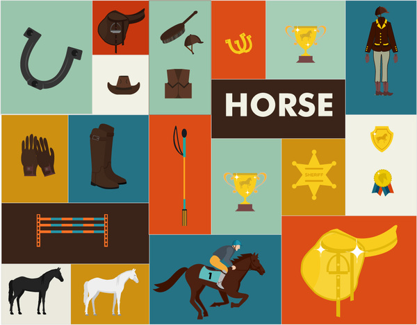 600x469 Horse Race Design Elements With Tools And Medals Free Vector In