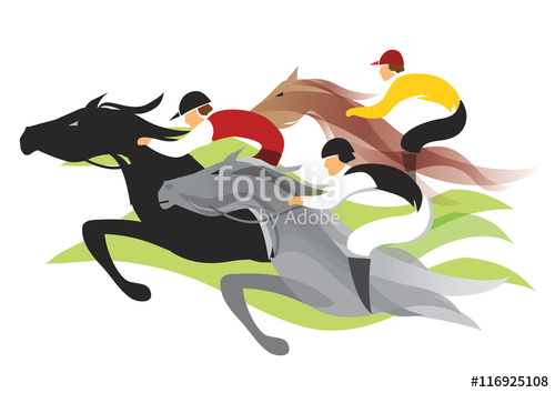 500x354 Horse Race. Colorful Stylized Illustration Of Horse Race. Vector