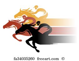254x194 Free Art Print Of Horse Racing. Expressive Colorful Illustration