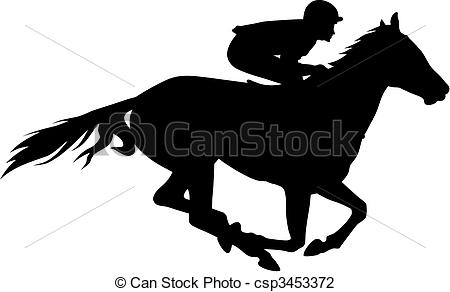 450x292 Horse Racing. Abstract Vector Illustration Of Horce And Rider.