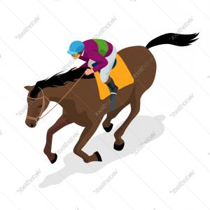 300x300 Isometric Jockey On Horse Champion Horse Riding Vector Sohadacouri