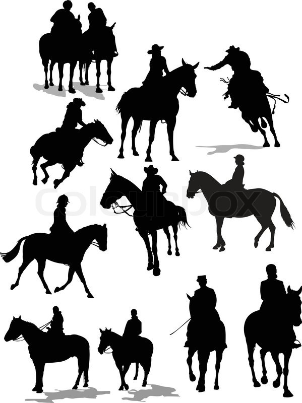 599x800 Horse Riders Silhouettes. Vector Illustration Stock Vector
