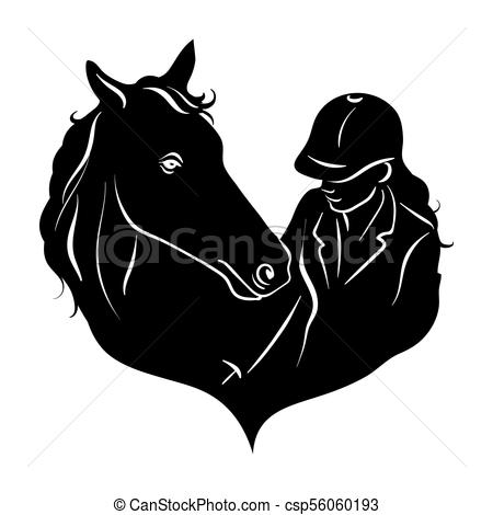 450x470 Stylized Silhouette Of A Horse With A Beautiful Hairdo And A Girl
