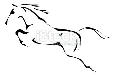 380x247 Black And White Vector Outlines Of Jumping Horse Tats