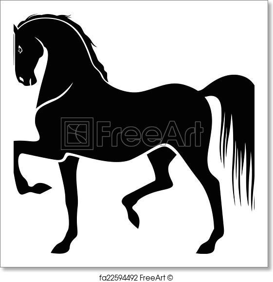 561x581 Free Art Print Of Silhouette Of Proud Horse. Vector Illustrations