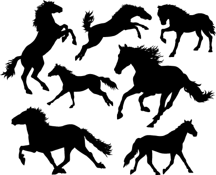 443x359 Running Horse Vector Silhouettes 01 Free Download