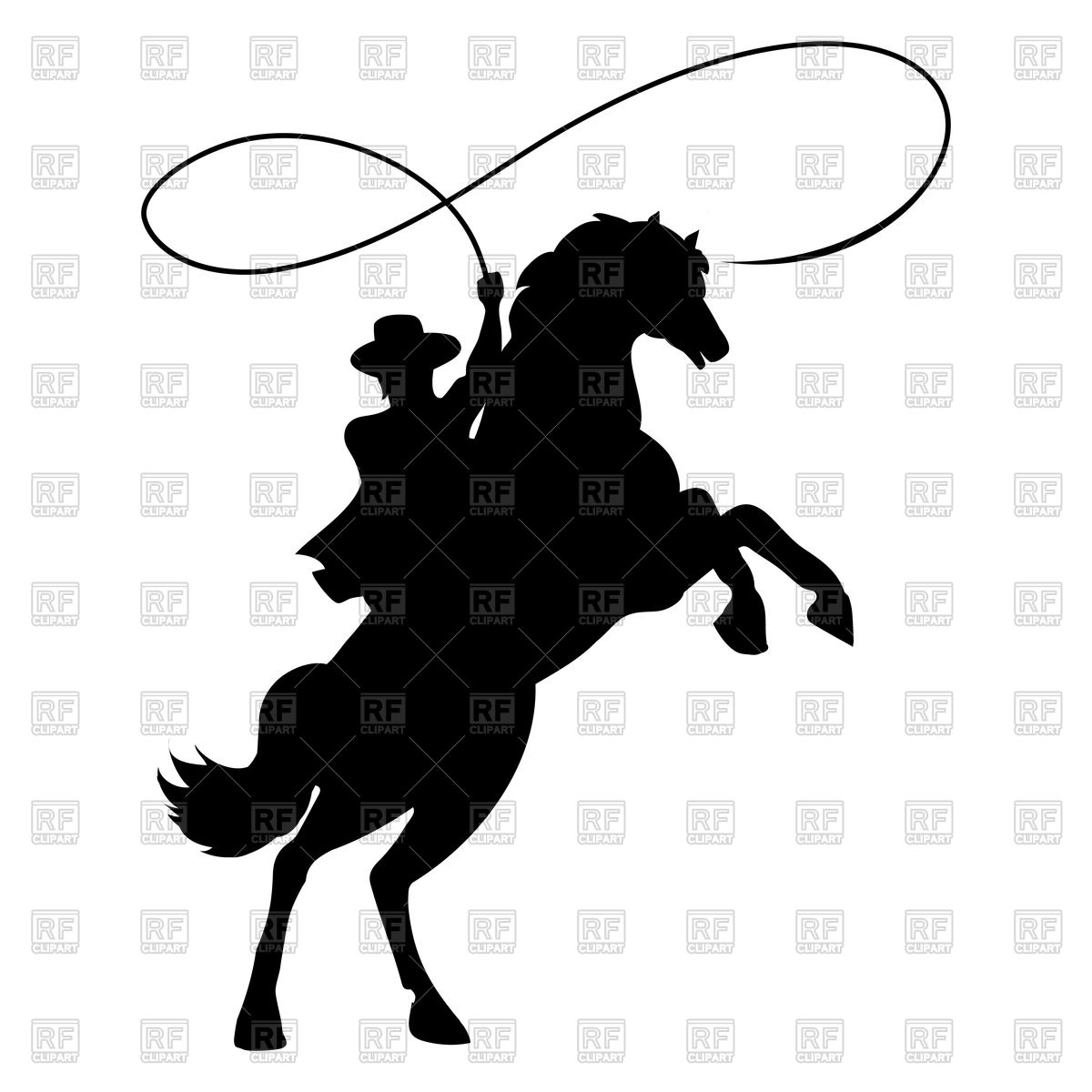 1200x1200 Cowboy Silhouette With Rope Lasso On Horse Vector Image Vector