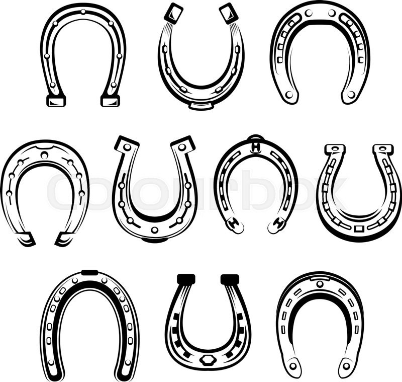 800x759 Horseshoe Vector Sketch Icons Set. Isolated Horse Metal Retro Shoe