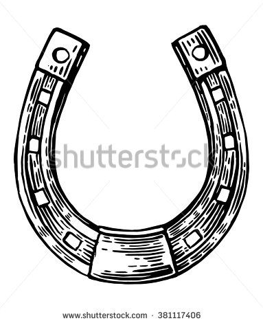 383x470 Luck Horseshoe. Vector Vintage Engraved Illustration Isolated On