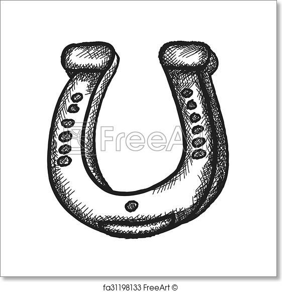 561x581 Free Art Print Of Doodle Horseshoe, Vector. Doodle Horseshoe