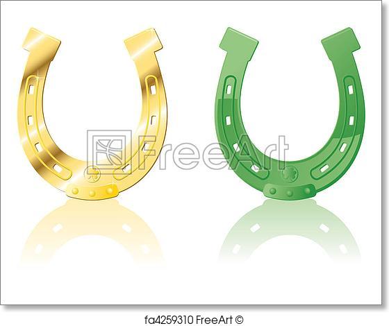560x470 Free Art Print Of Set Horseshoe. Gold Amp Green Ornate Horseshoe