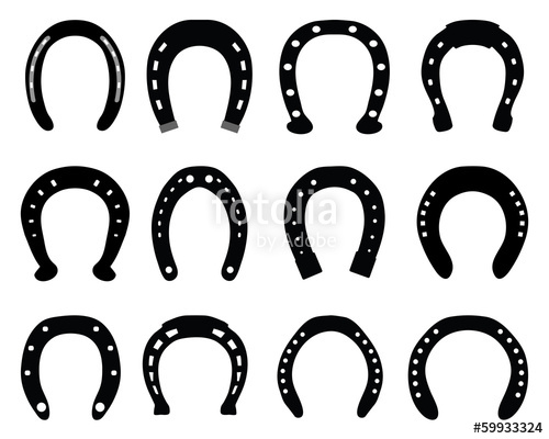 500x400 Black Silhouettes Of Different Horseshoe, Vector Illustration
