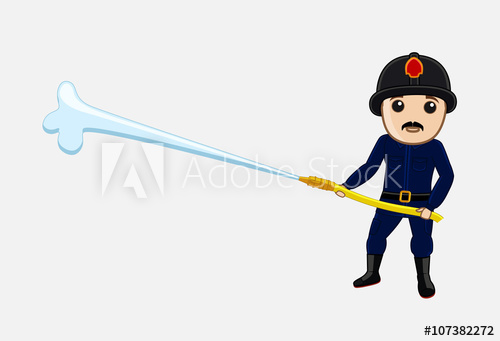 500x341 Fireman With Fire Hose Vector Illustration