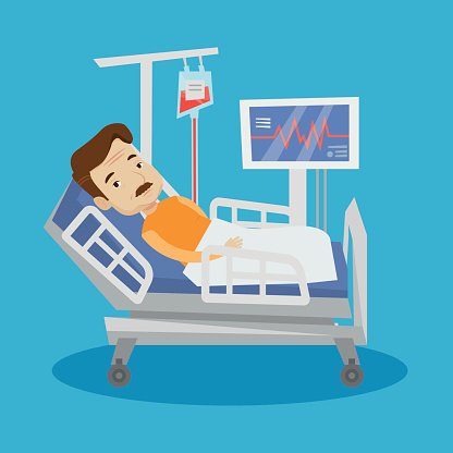 416x416 Man Lying In Hospital Bed Vector Stock Vectors