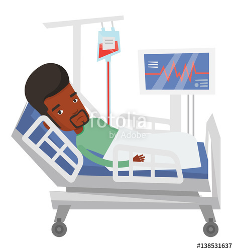 468x500 Man Lying In Hospital Bed Vector Illustration. Stock Image And