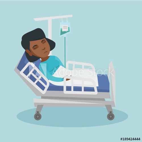 500x500 Young African American Woman Lying In Hospital Bed With A Drop