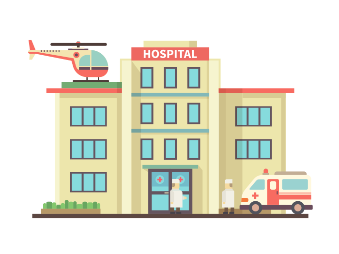 700x525 Hospital Building Illustration Flat Style