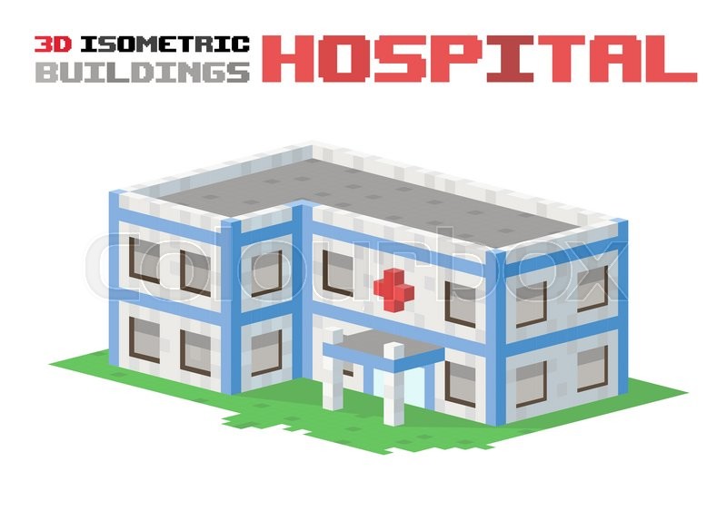 800x584 Hospital Building Vector Illustration. 3d Hospital Building