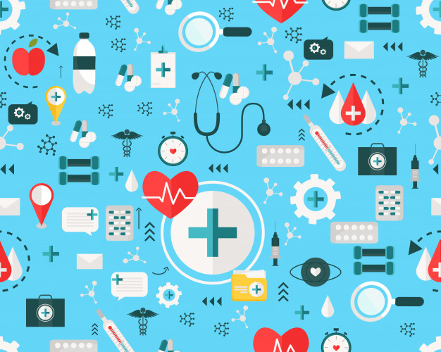 626x500 Vector Flat Seamless Texture Pattern Health Care Hospital . Vector