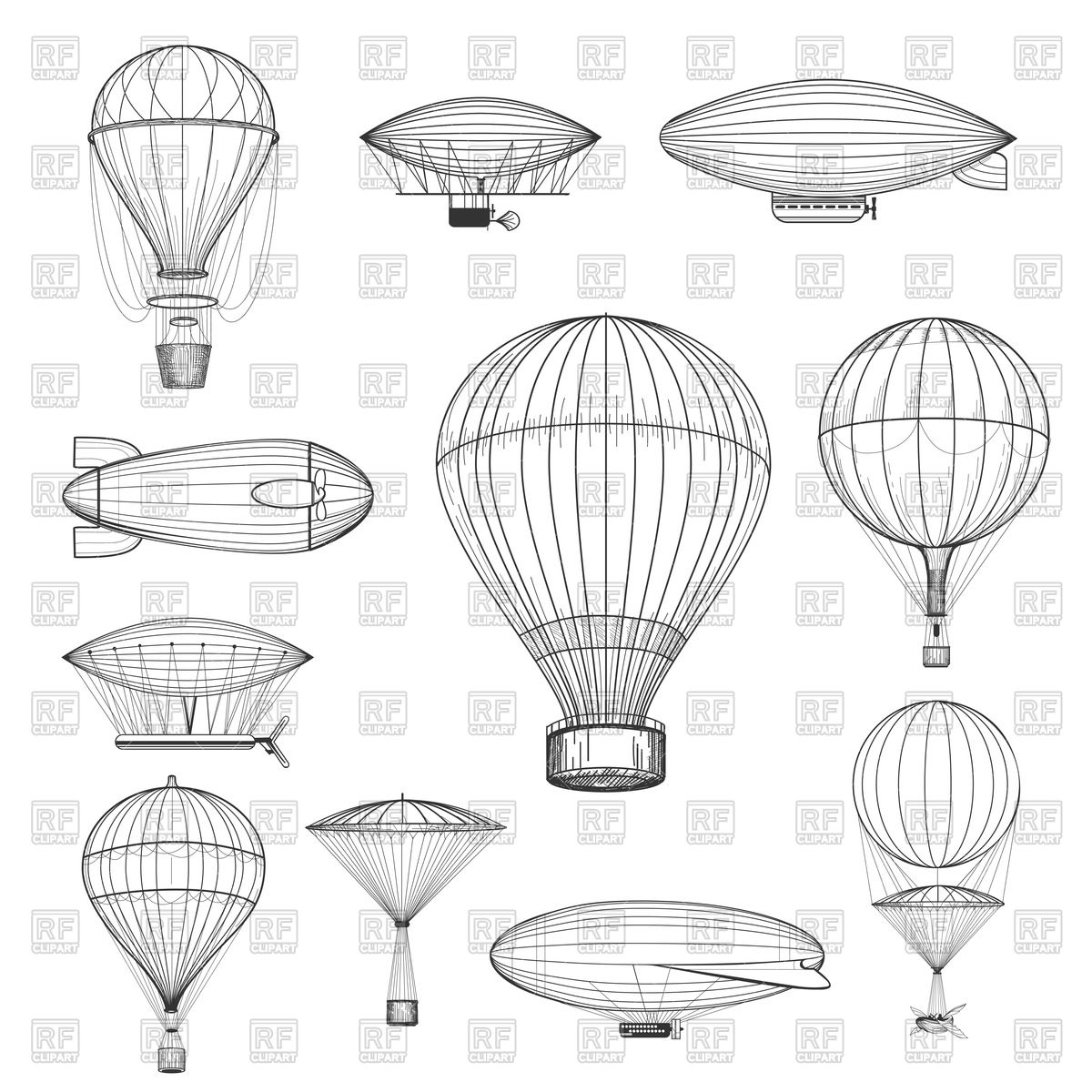 1200x1200 Vintage Hot Air Balloons Vector Image Vector Artwork Of Objects