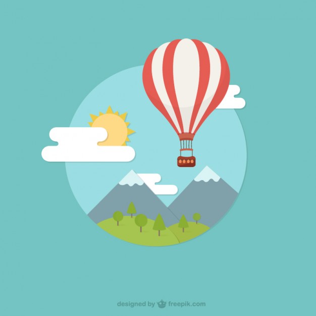 626x626 Landscape With Hot Air Balloon Vector Free Download
